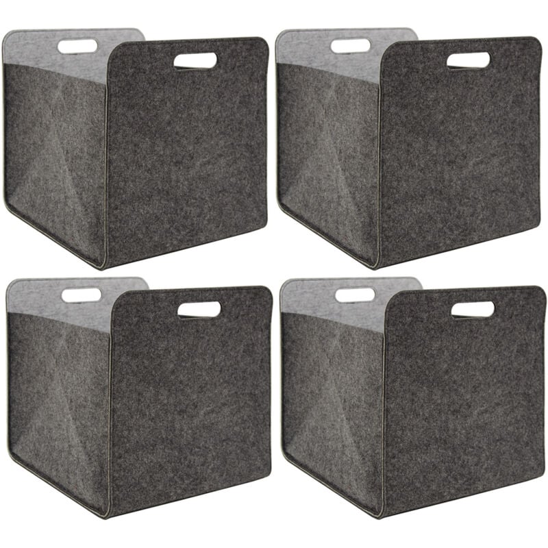foto del prodotto dunedesign - 4 scatole di feltro set 33x33x38 cm cesto borsa per scaffali ikea kallax grigio