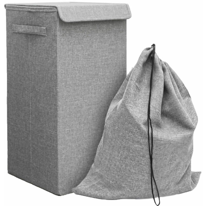 foto del prodotto dunedesign 50l cesto biancheria sporca con coperchio e sacco 30x30x60 cesta portabiancheria