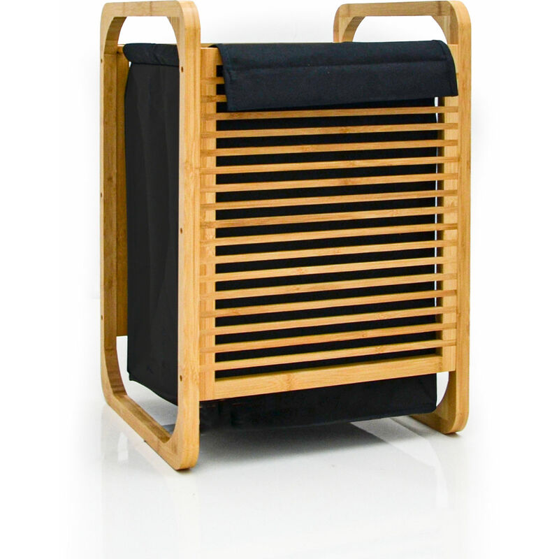 foto del prodotto dunedesign 50l cesto portabiancheria bambu con coperchio 40x36x57 cestino per biancheria