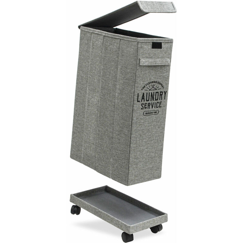 foto del prodotto dunedesign 50l cesto portabiancheria su rotelle 20x40x60 cesta panni sporchi con coperchio