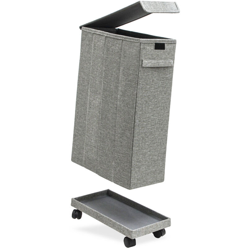 foto del prodotto dunedesign 50l cesto portabiancheria su rotelle 20x40x60 cesta panni sporchi con coperchio