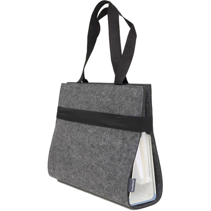 foto del prodotto dunedesign cartelletta portadocumenti di feltro 31x34x9cm raccoglitore borsa valigetta a4 grigio