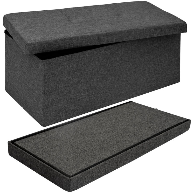 foto del prodotto dunedesign panca contenitore 76x38x38cm 80l pieghevole imbottita grigio
