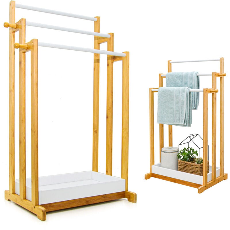 foto del prodotto dunedesign porta asciugamani di bamb 45x35x84 portasciugamani bagno porta abiti in legno