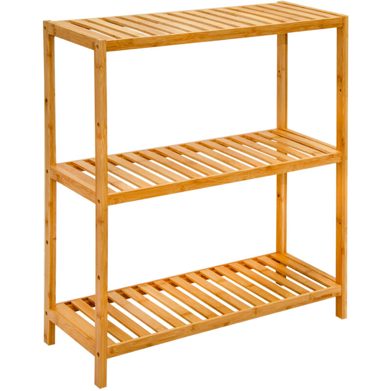 foto del prodotto dunedesign scaffale basso di bamb 69x60x26 scarpiera legno mobiletto bagno cucina balcone