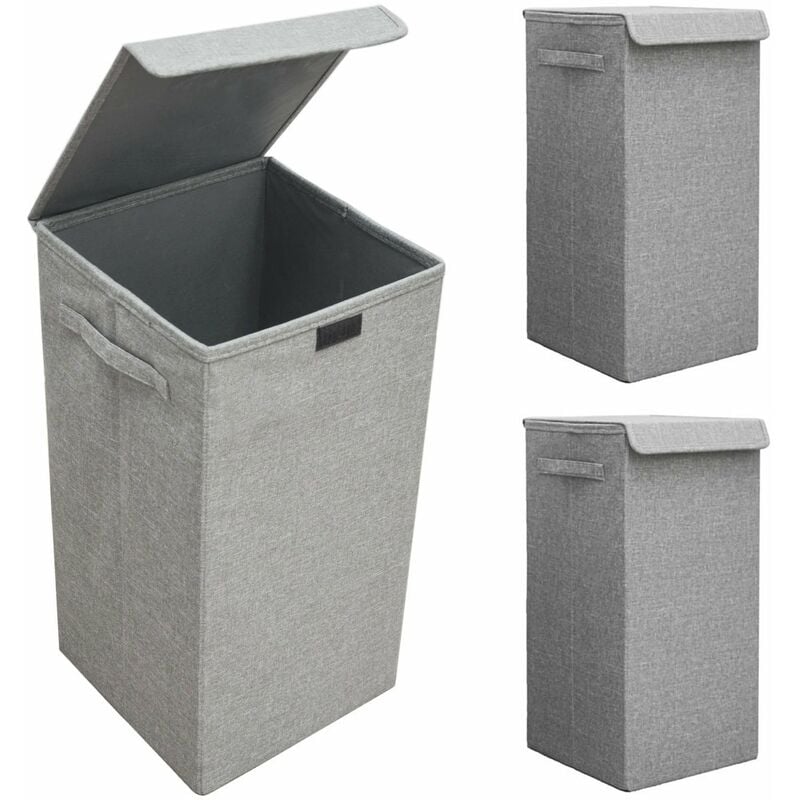 foto del prodotto dunedesign set di 2 50l cesto biancheria sporca con coperchio 30x30x60 portabiancheria xxl
