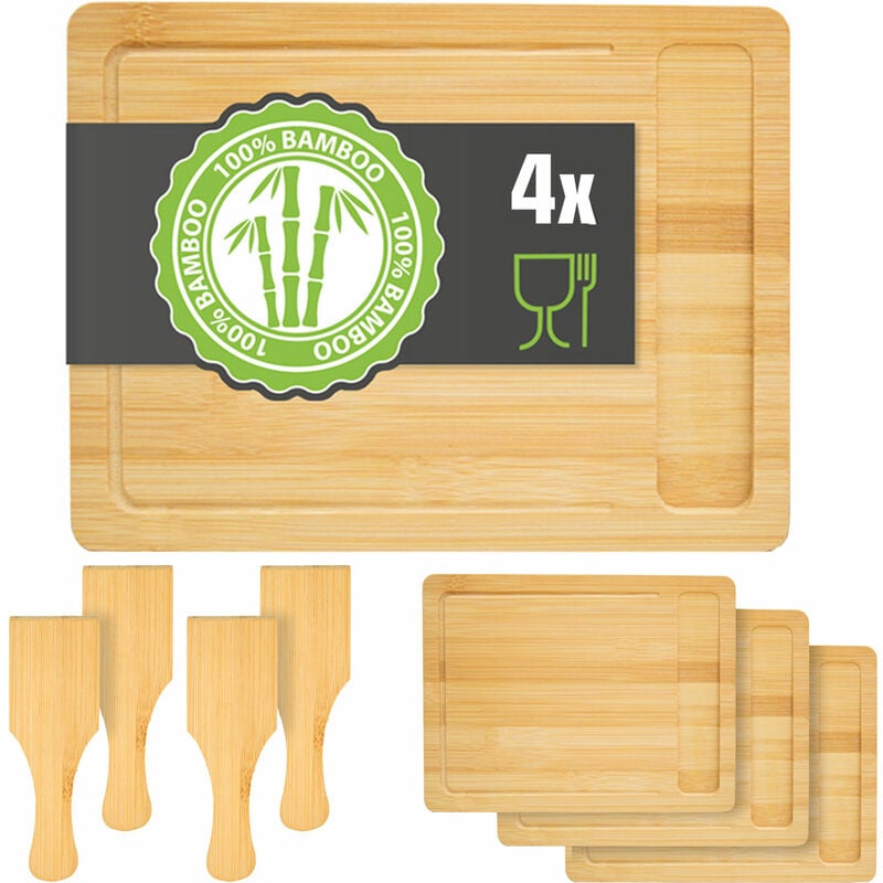 foto del prodotto dunedesign set di piatti da raclette per 4 persone 30x22 pannello in legno con spatola
