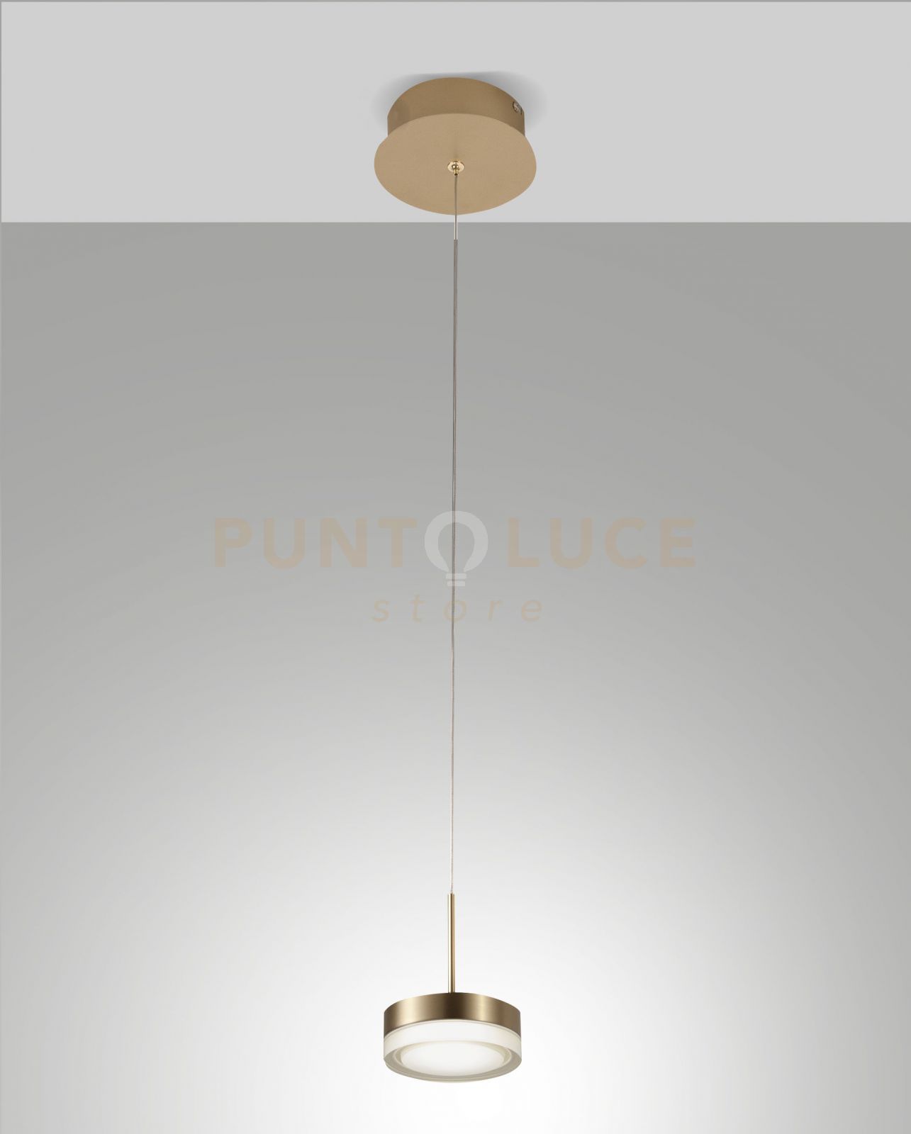 foto del prodotto dunk sospensione 1 luce ottone satinato a led 3000k - 8w - 750 lm dimmerabile