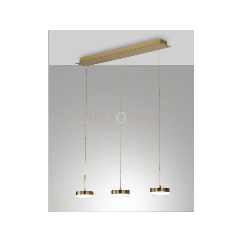 foto del prodotto dunk sospensione 3 luci ottone satinato a led 3000k 24w 2260 lm dimmerabile