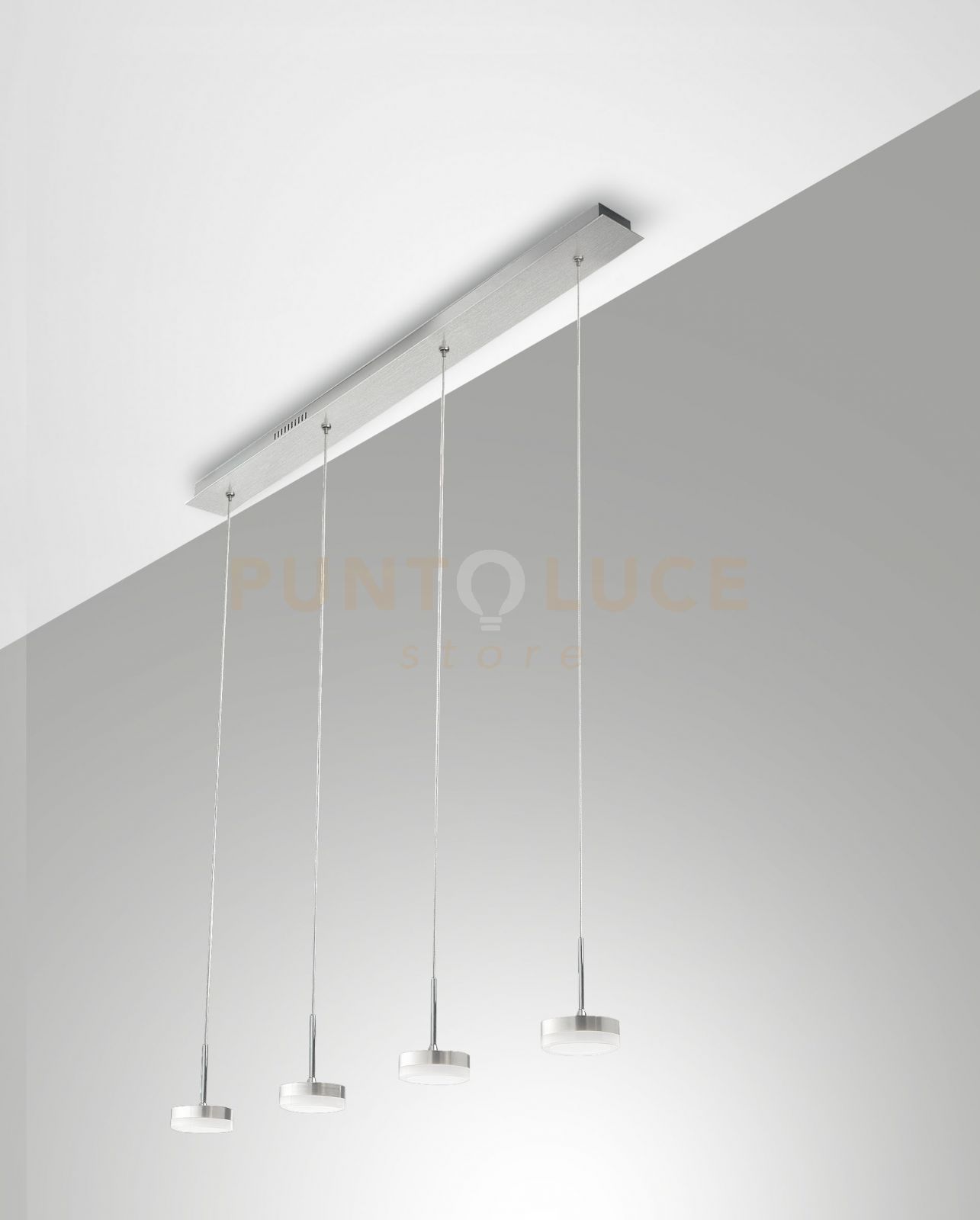 foto del prodotto dunk sospensione 4 luci alluminio a led 3000k - 32w - 3020 lm dimmerabile