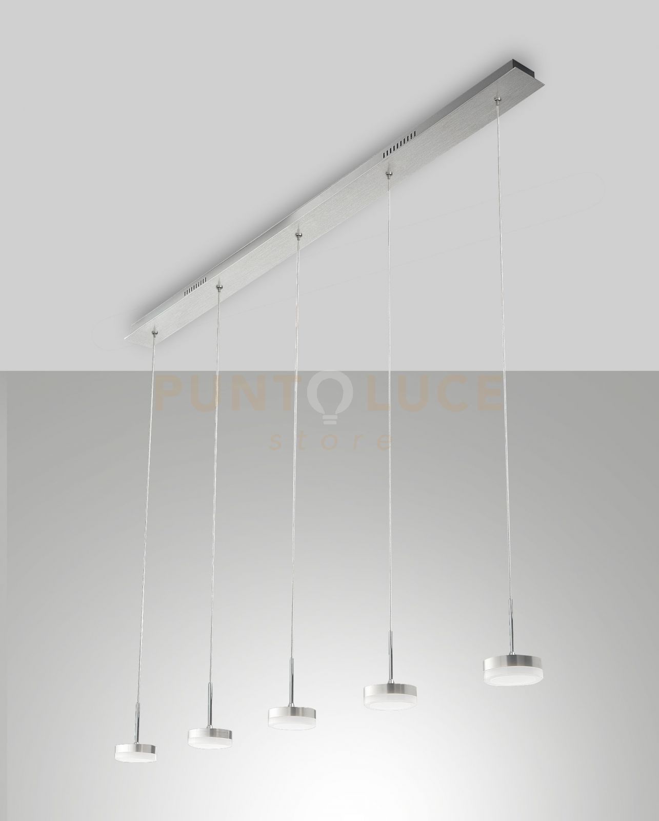 foto del prodotto dunk sospensione 5 luci alluminio a led 3000k - 40w - 3780 lm dimmerabile