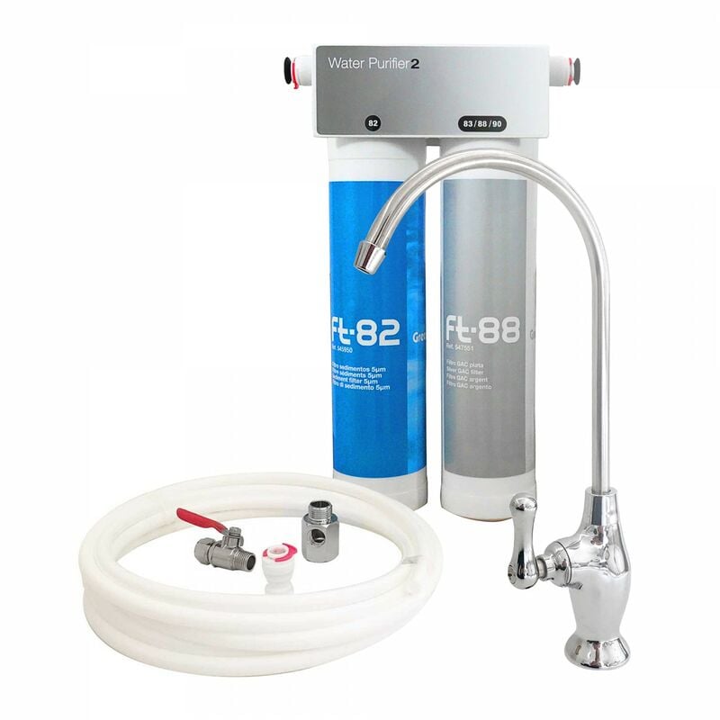 foto del prodotto duo filtro sottolavello ft82 a sedimenti e ft88 a carbone attivo argento