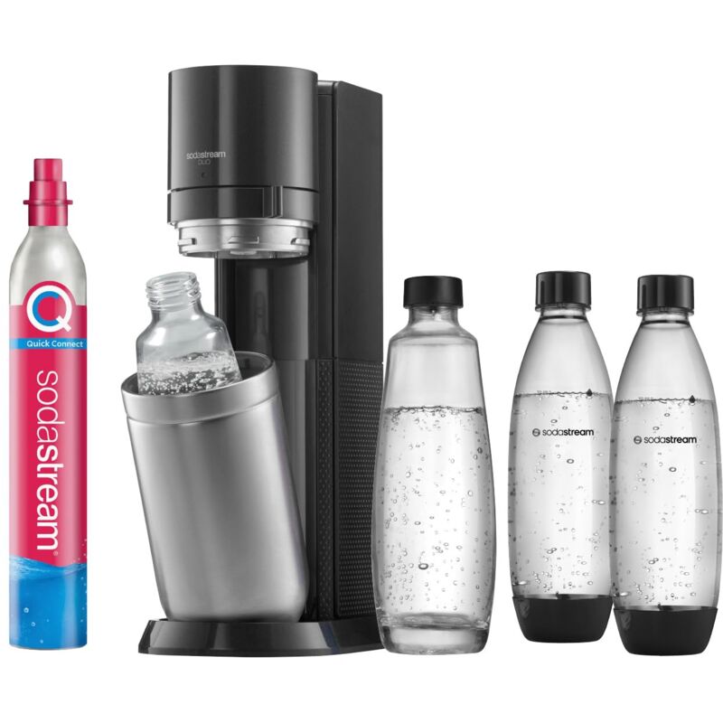 foto del prodotto duo megapack, gasatore d acqua per trasformare l acqua in acqua frizzante, colore nero sodastream