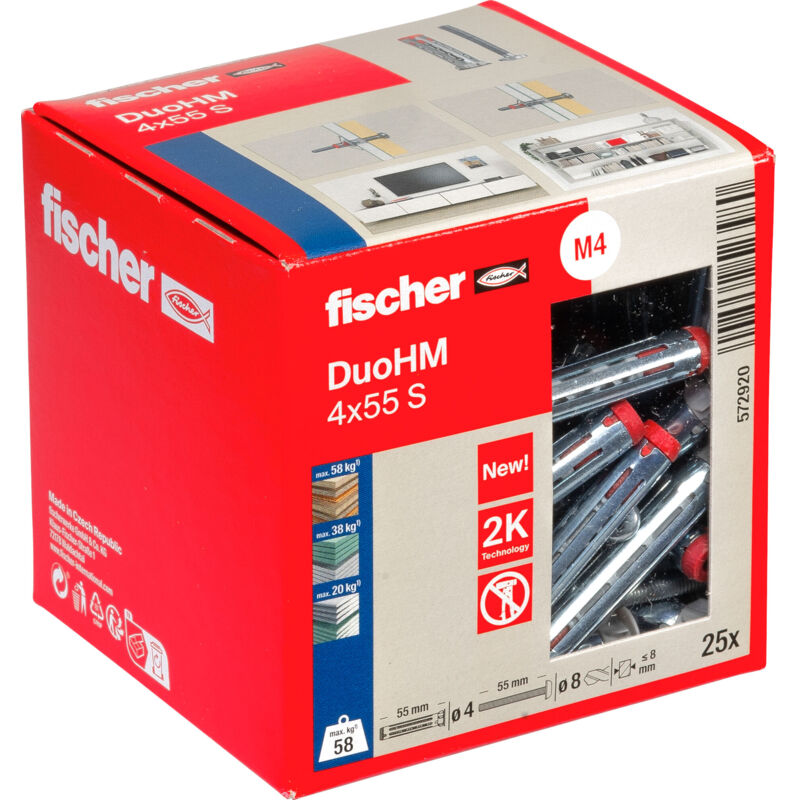 foto del prodotto duohm tassello per fissaggio pannelli con vite pz 4x55 s 25 pz 