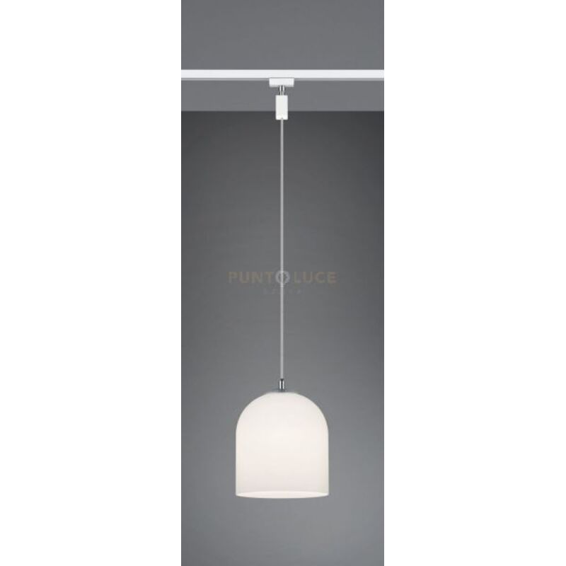 foto del prodotto duoline sospensione ontario vetro bianco d. 20cm per sistema binario 1 luce attacco e14