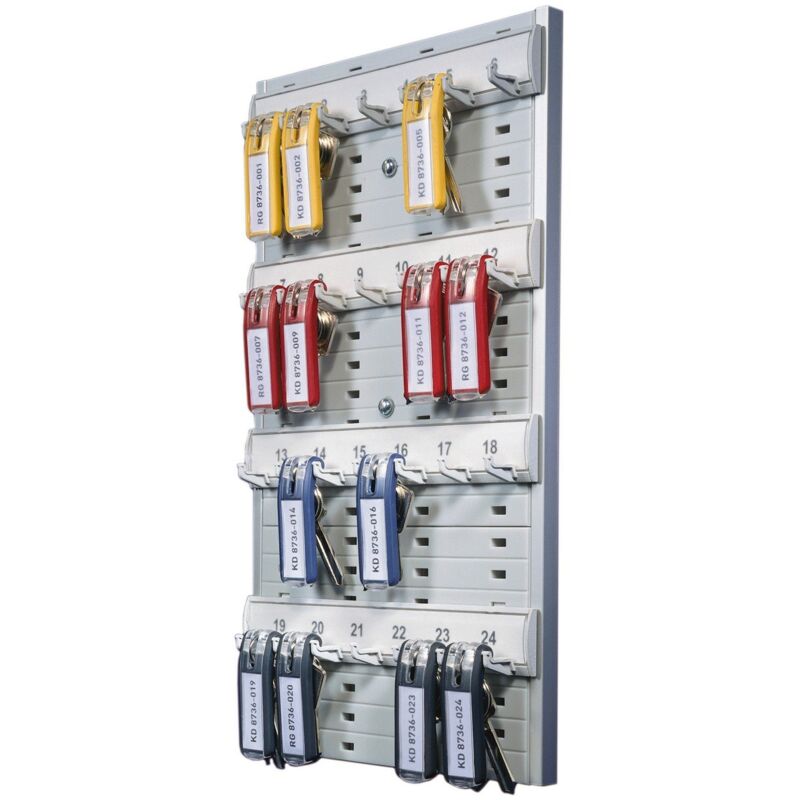 foto del prodotto durable 195610 key board 24, pannello portachiavi da parete, 215x362x32 mm, capacit 24 chiavi, grigio