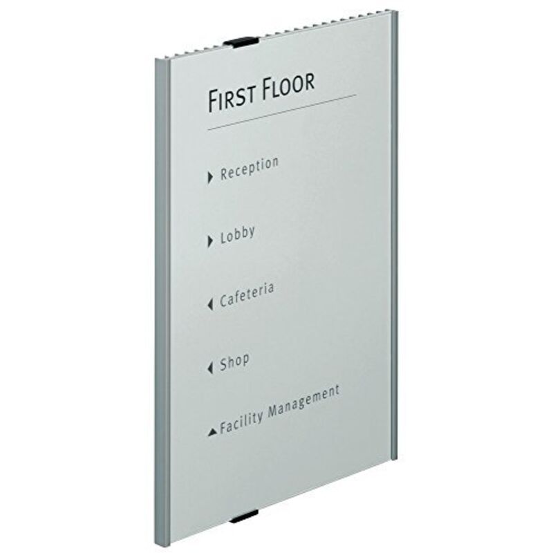 foto del prodotto durable 480823 info sign, targa fuoriporta, alluminio e acrilico, inserto 297 x 420 mm l x h , argento metallizzato