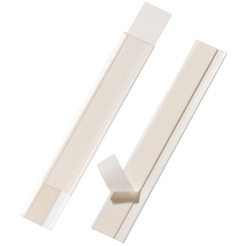foto del prodotto durable 804519 scanifix, porta etichetta adesivo, apertura lato superiore e a lato, 200x30 mm, trasparente, confezione da 5 pezzi