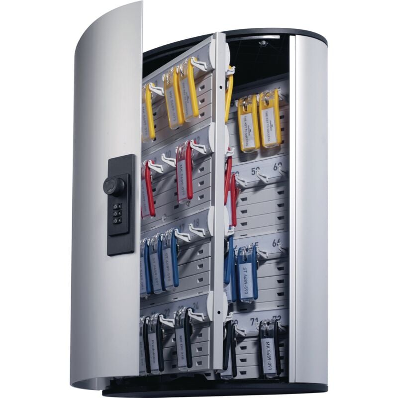 foto del prodotto durable cassetta porta chiavi key box code 72 1967 196723 numero di ganci 72 argento