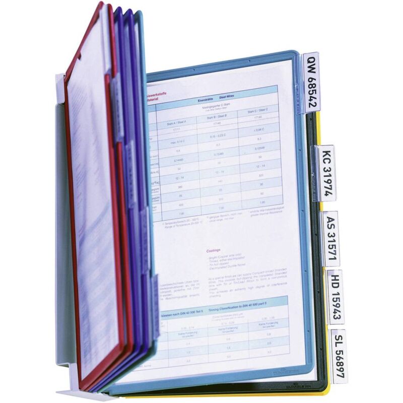 foto del prodotto durable supporto da parete per pannello espositivo vario wall 10 - 5567 rosso, giallo, verde, blu, nero din a4 numero d