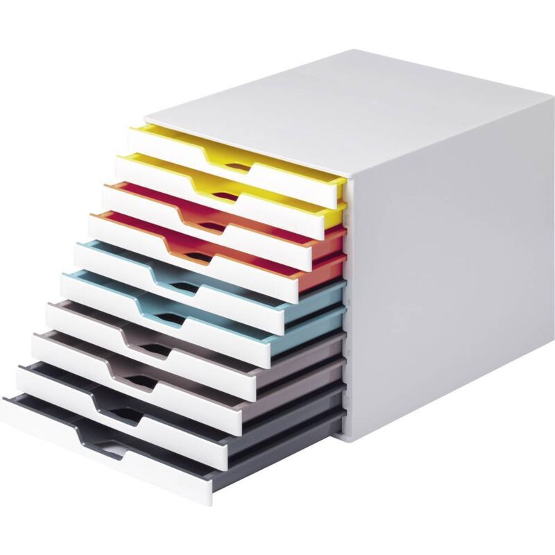 foto del prodotto durable varicolor mix 10 - 7630 763027 cassettiera bianco din a4, din c4, folio, letter numero cassetti: 10