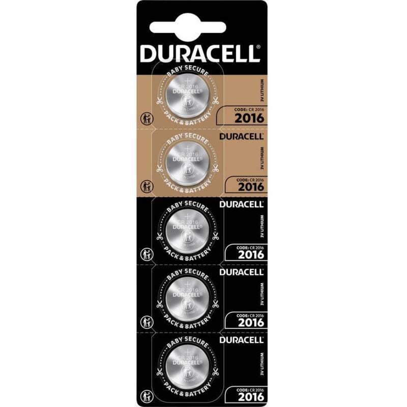 foto del prodotto duracell batteria a bottone cr 2016 3 v 5 pz. 90 mah litio elektro 2016