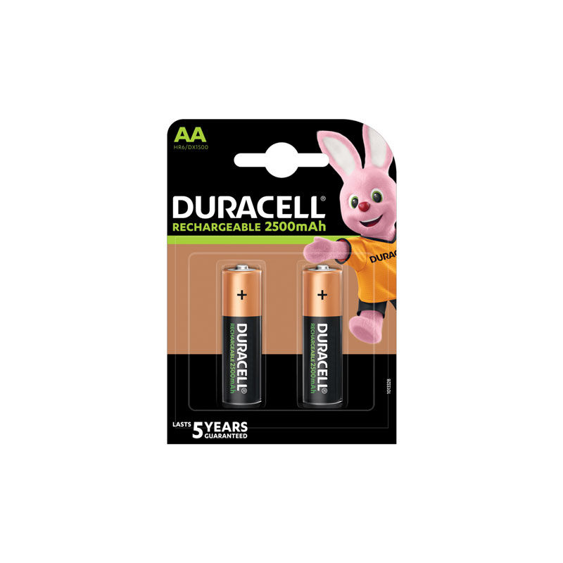foto del prodotto duracell batteria ricaricabile stilo aa1300mah blister 2 ric1500x2