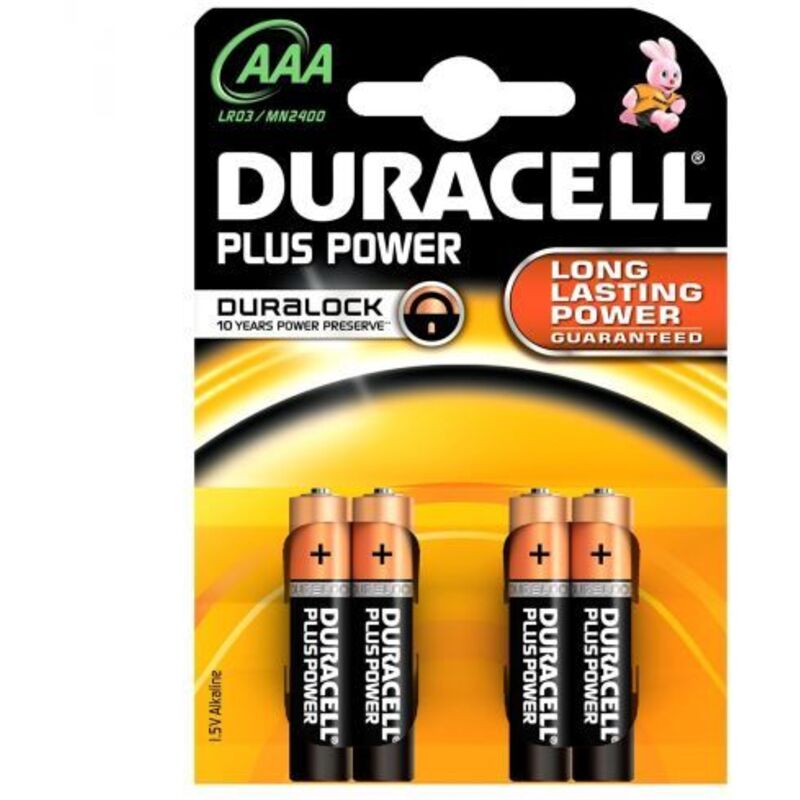 foto del prodotto duracell - blister da 4 pile alcaline 1,5v 'plus' - ministilo, aaa, lr03, mn2400