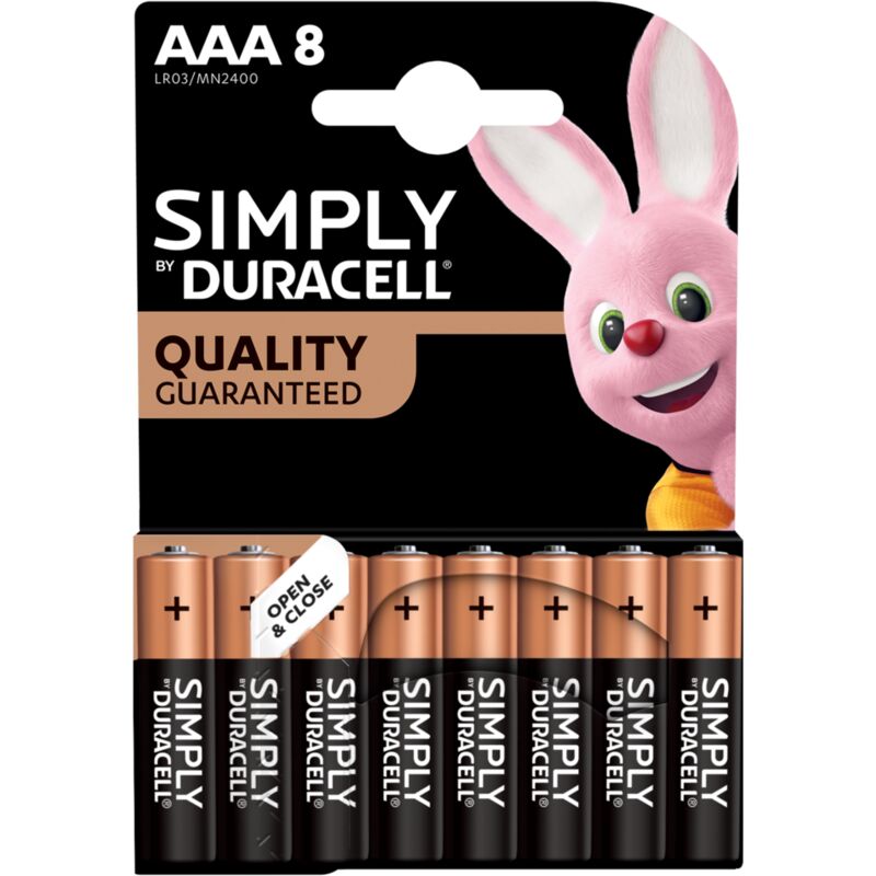foto del prodotto duracell blister da 8 pile alcaline 1,5v simply ministilo, aaa, lr03, mn2400
