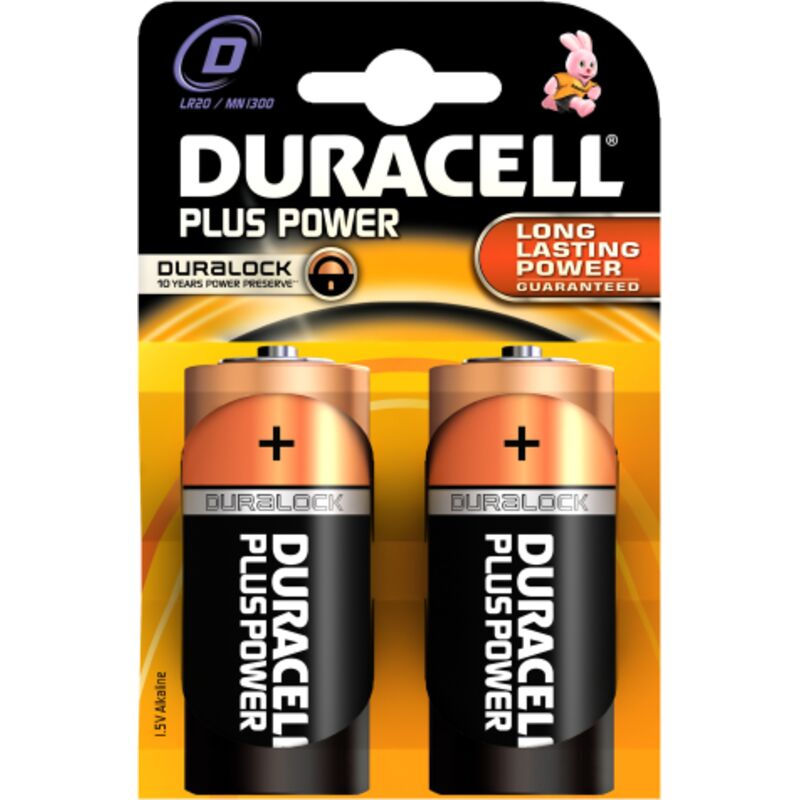 foto del prodotto duracell cf 2 pz plus pile batterie stilo alcalina 1,5v mn1400 d per torcia