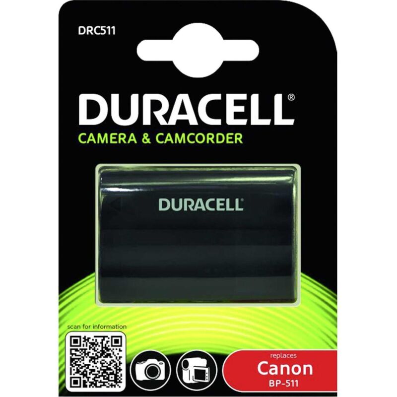 foto del prodotto duracell drc511 batteria li ion 1400 mah nero per canon mv300, zr10, zr20, zr25, zr30, zr40, zr45, zr50, zr60, zr65, zr70, zr80, zr85,