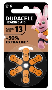 foto del prodotto duracell easy tab 13 arancio batteria per apparecchio acustico 6 pezzi