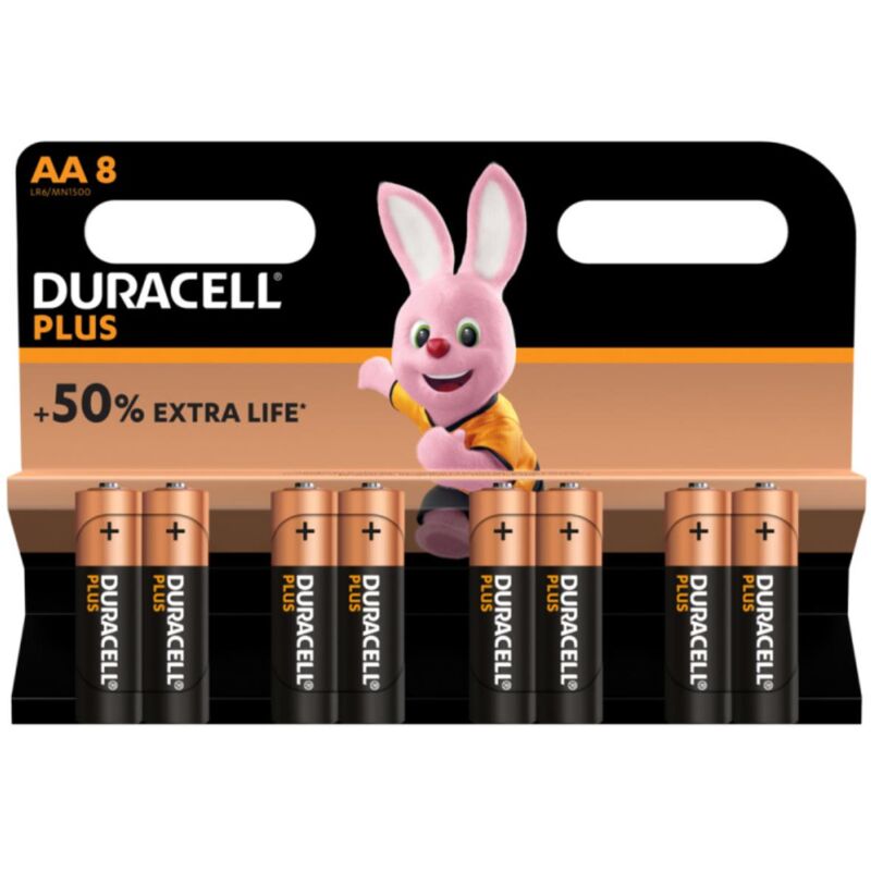foto del prodotto duracell mn 1500 plus power mignon confezione in blister da 8 pezzi
