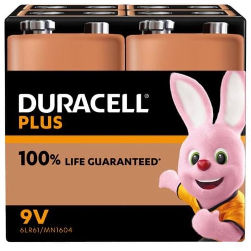 foto del prodotto duracell mn1604 plus batteria da 9 v alcalina manganese 9 v 4 pz.