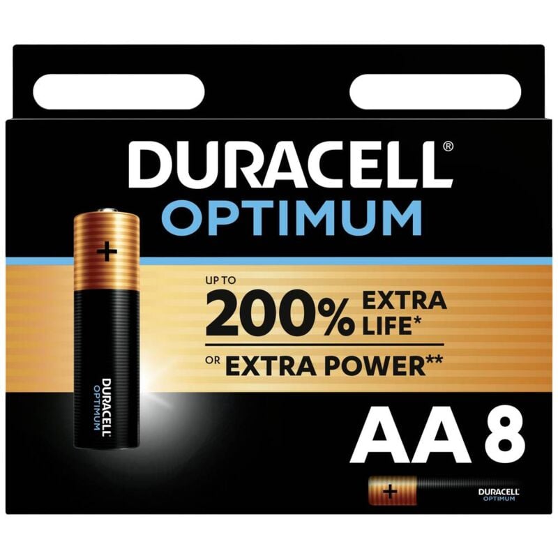 foto del prodotto duracell optimum batteria stilo aa alcalina manganese 1.5 v 8 pz.