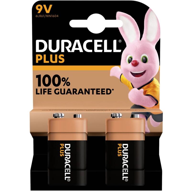 foto del prodotto duracell plus 9v b2 batteria da 9 v alcalina manganese 9 v 2 pz.
