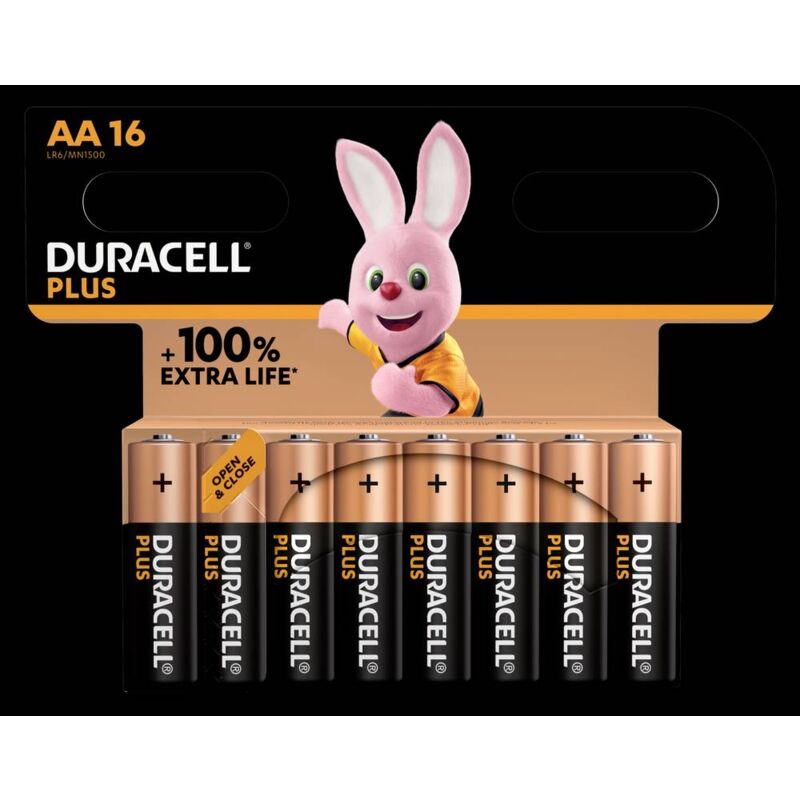 foto del prodotto duracell plus aa cp16 batteria stilo aa alcalina manganese 1.5 v 16 pz.