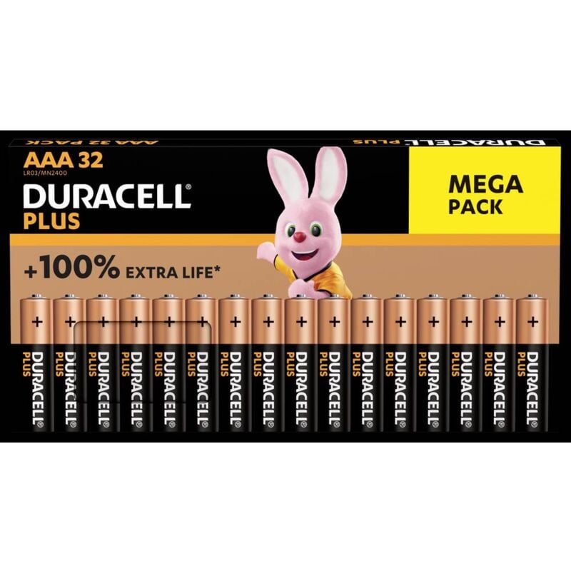 foto del prodotto duracell plus aaa bp32 batteria ministilo aaa alcalina manganese 1.5 v 32 pz.