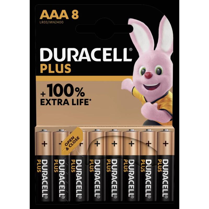 foto del prodotto duracell plus aaa k8 batteria ministilo aaa alcalina manganese 1.5 v 8 pz.