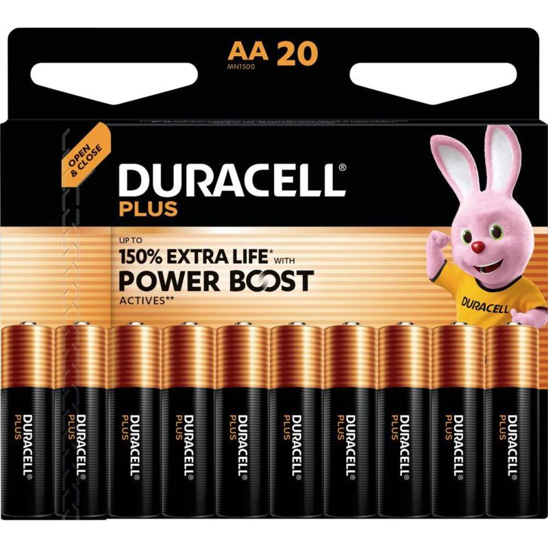 foto del prodotto duracell plus power boost batteria stilo aa 1.5 v 20 pz.
