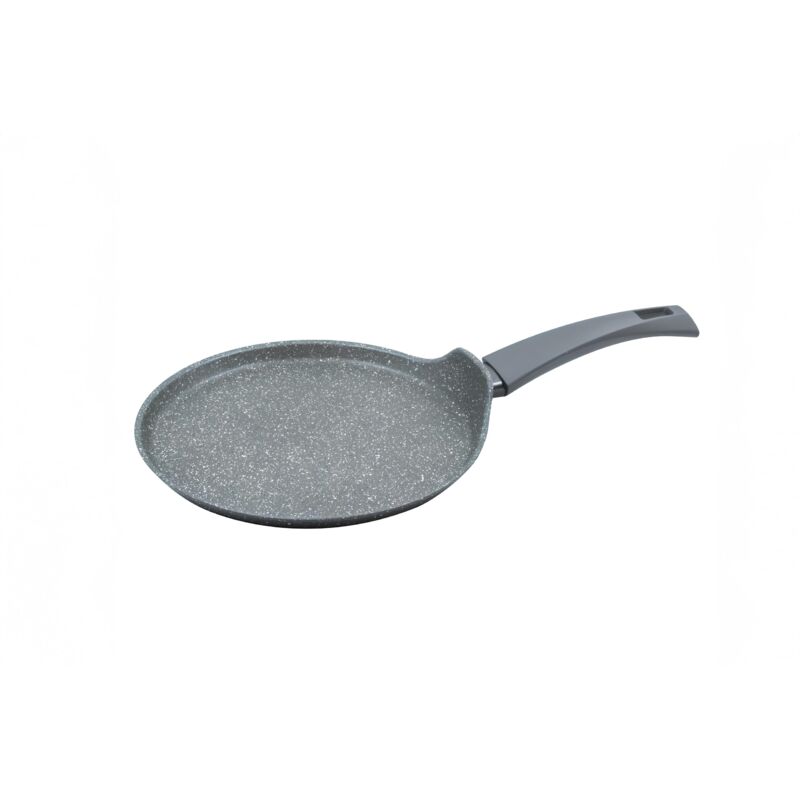 foto del prodotto durapietra crepiera 25 cm in alluminio, padella antiaderente per crepes forgiata ad alto spessore, effetto pietra e manico soft touch, per ogni piano