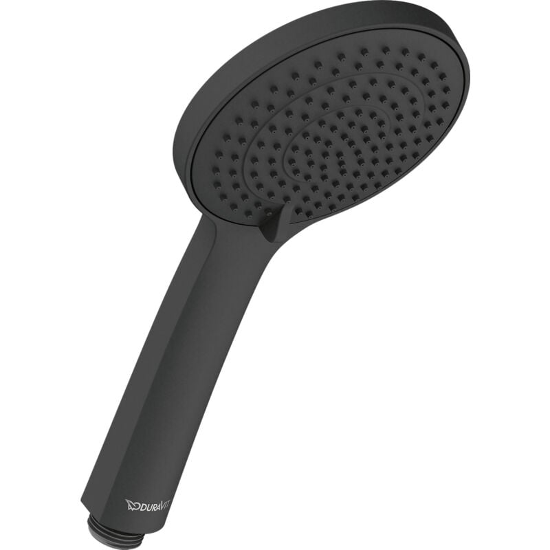 foto del prodotto duravit doccetta universal, con 3 tipi di getto rain, intense rain, soft rain , a risparmio idrico, facile da pulire, nero opaco