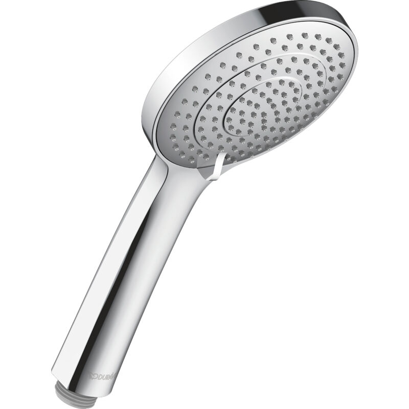 foto del prodotto duravit soffione doccia universal, con 3 tipi di getto rain, intense rain, soft rain , facile da pulire, rotondo 110 mm , cromo