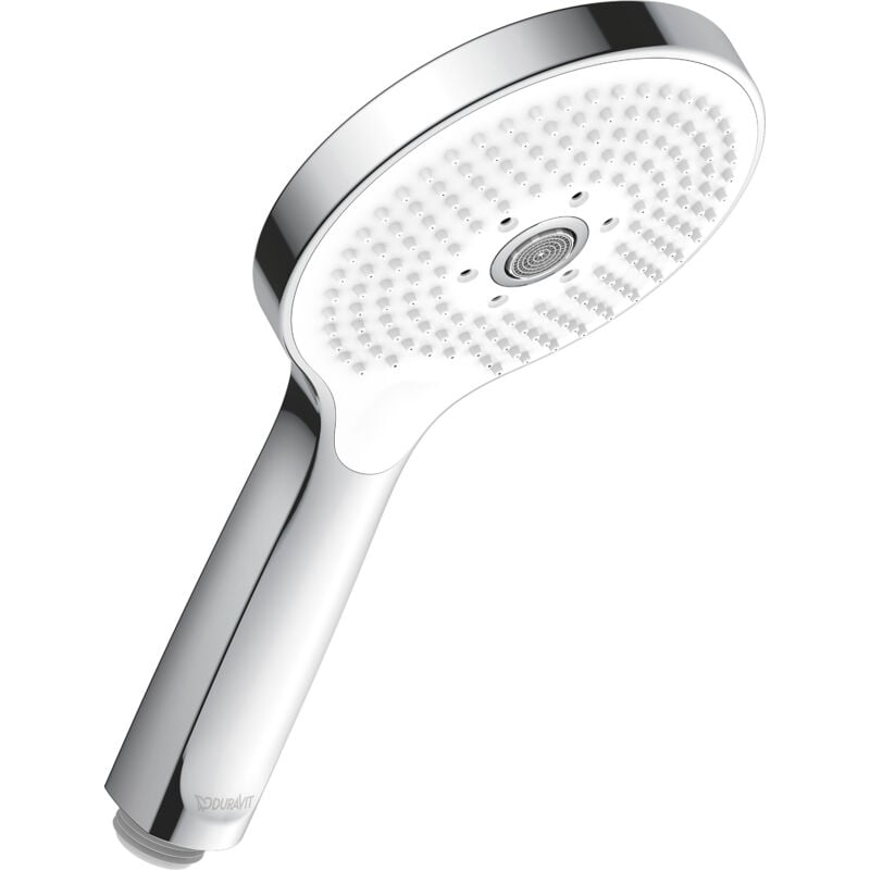 foto del prodotto duravit soffione doccia universal, con 3 tipi di getto rain, pulse, mono , facile da pulire, rotondo 120 mm , con funzione minusflow a