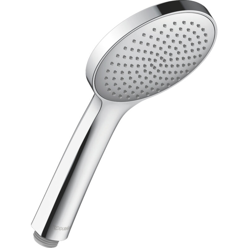 foto del prodotto duravit soffione doccia universal, con getto rain, rotondo 110 mm , con ugelli in silicone facili da pulire, cromo