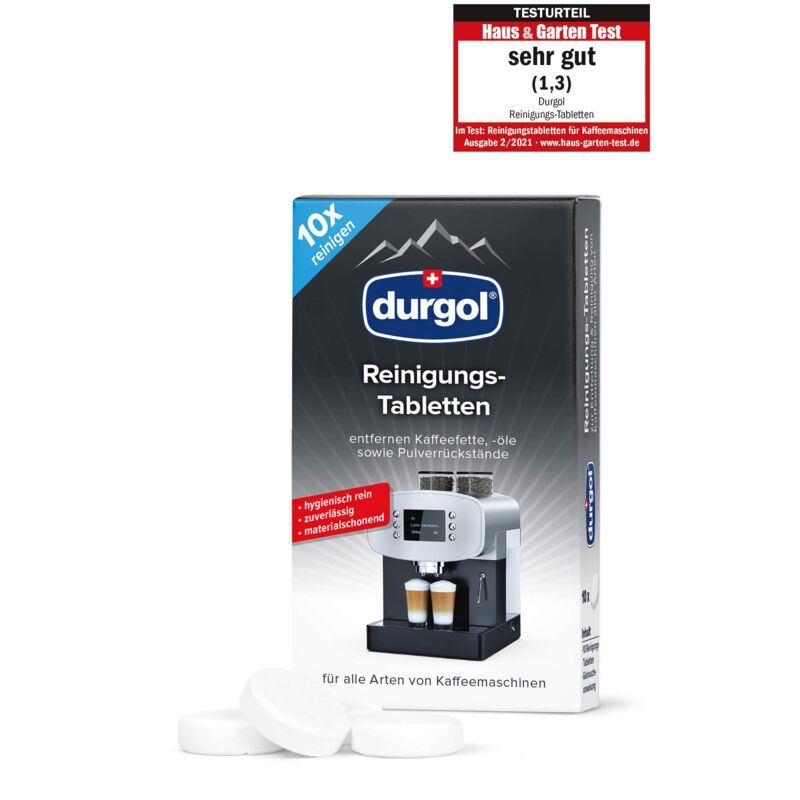 foto del prodotto durgol compresse detergenti pulisce, protegge e nutre macchine da caff di tutti i tipi e marche biodegradabili versione tedesca 1 x 10