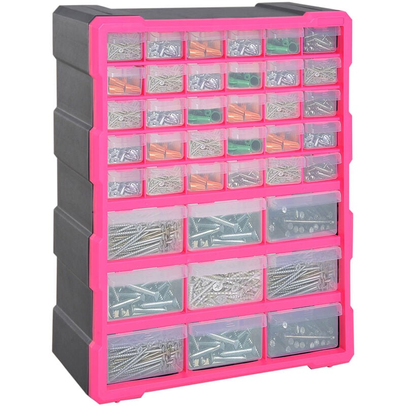 foto del prodotto durhand cassettiera portaminuterie in plastica con 39 cassetti trasparenti
