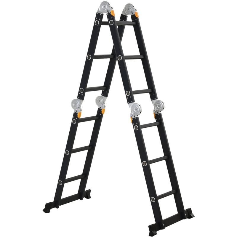foto del prodotto durhand scala pieghevole in alluminio 5 in 1 nera carico massimo 150kg