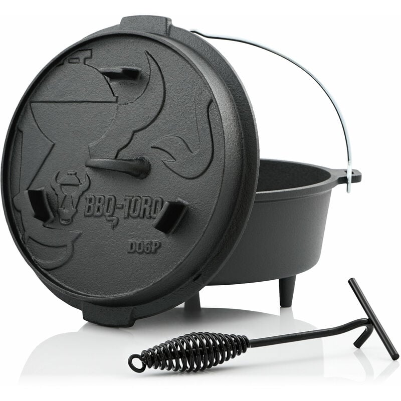 foto del prodotto dutch oven do6p, pentola in ghisa premium da 7,3 l, pentola in ghisa bbq toro