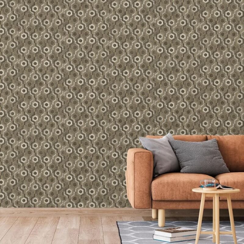 foto del prodotto dutch wallcoverings carta da parati galactic marrone e bianco
